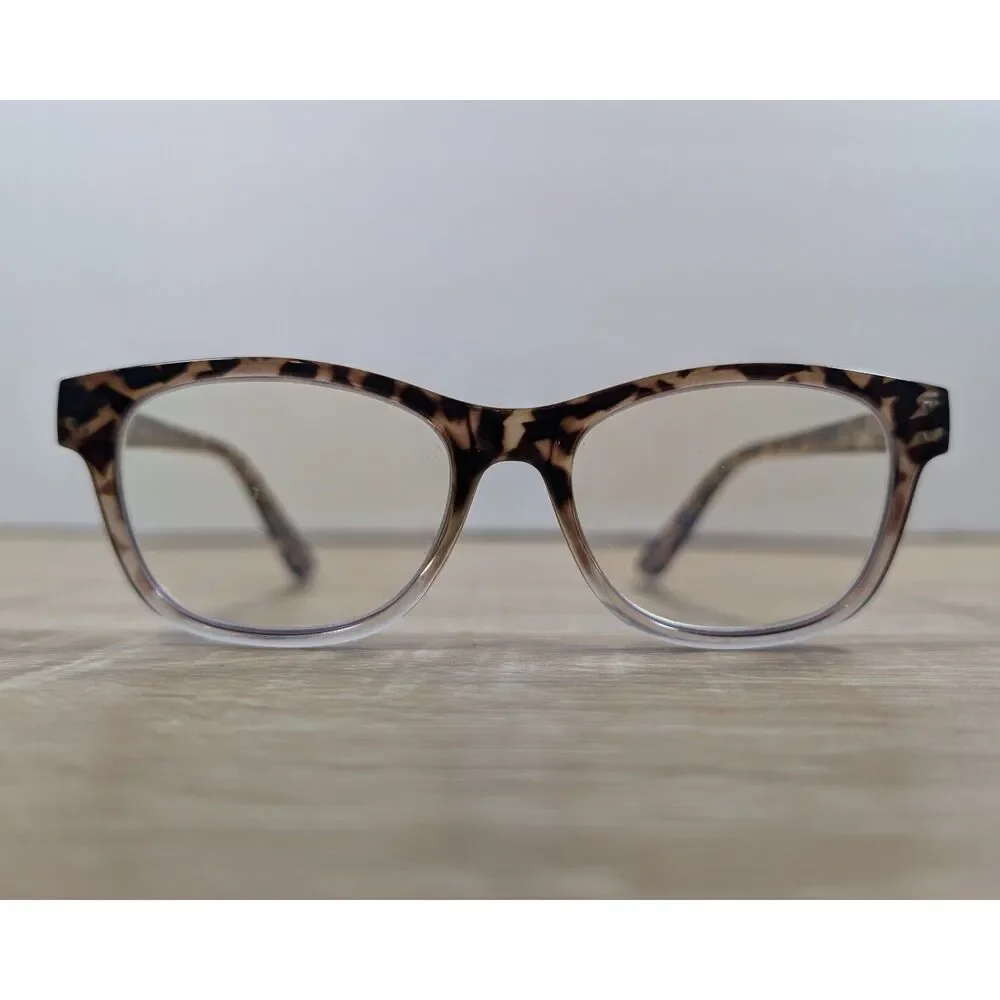 Tortoiseshell Rectangular Eyeglass Frames Brown Clear Lenses Readers 1.50